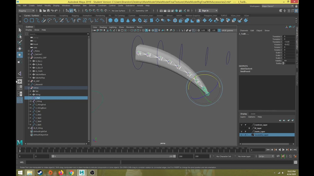 Character Rigging Part 36 Tail And Wing Controls