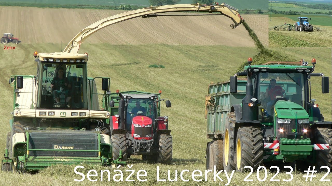Senáže lucerky 2023 /  Krone BiG X 500 / John Deere 8400 R / Massey Fergusson 8660 / Zetor 16245