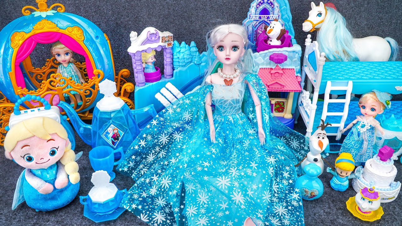 Unboxing Disney Frozen Toys Collection ASMR | Princess Elsa Blue Sparkling Dress Up Toys Review