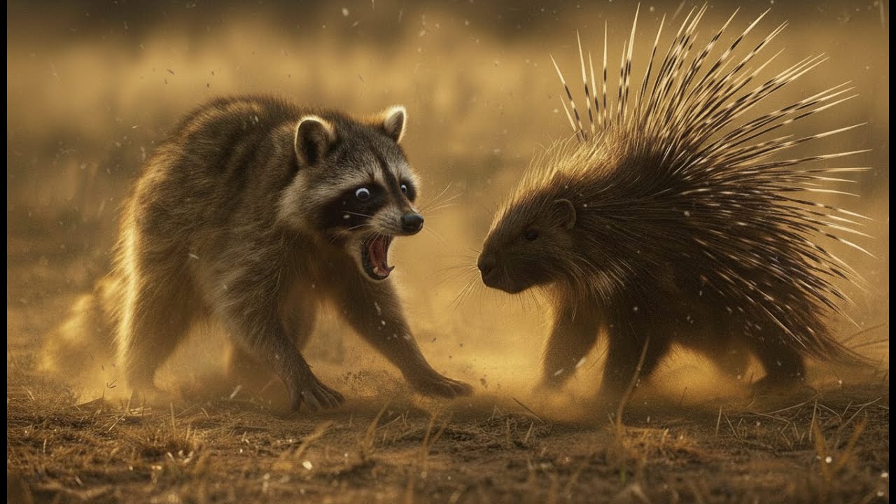 Raccoon 🦝 vs Porcupine 🦔 &ndash; Brains vs Armor | Epic Animal Clash Documentary 4K