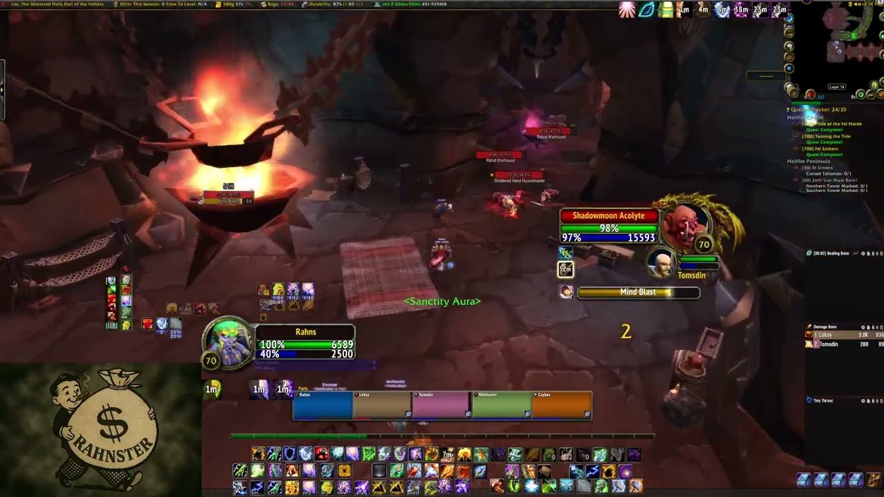 World of Warcraft TBC Dreamscythe Alliance Restro/Enhance Shaman level 70 Day 16 Rep farm Part (1/2)