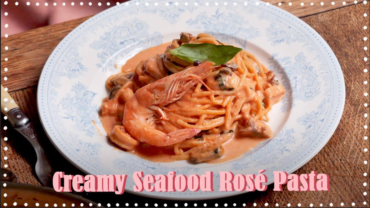 토마토소스+생크림 원팬 로제 해물 파스타!!🦐