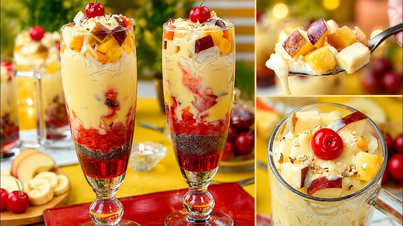 Fruit Custard Falooda Recipe | How to Make Perfect Fruit Custard Falooda at Home