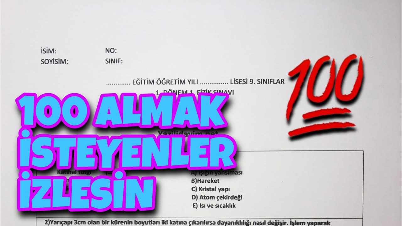 9.Sınıf Fizik 1.Dönem 1.Yazılı