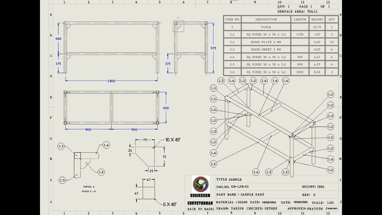 Моделирование и чертеж стола за 15 минут в SolidWorks. Начертите стол за 15 минут.