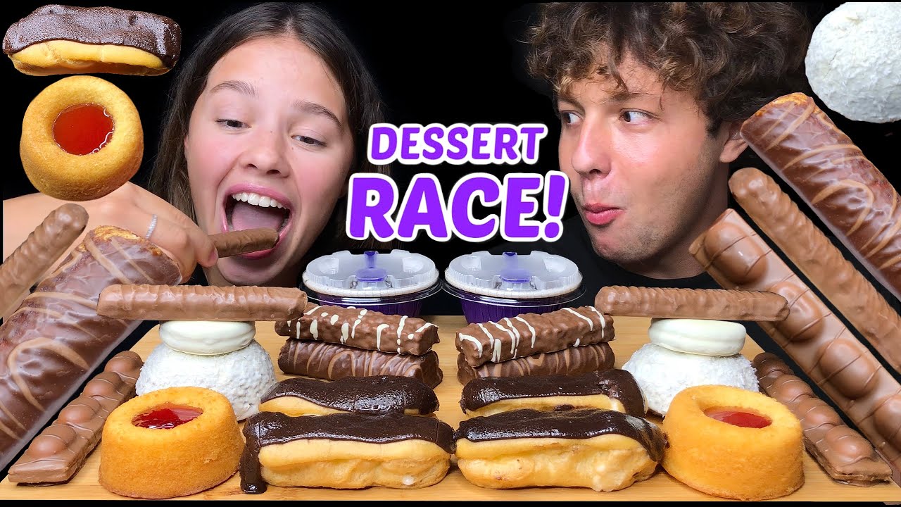 ASMR LEFTOVER CHOCOLATE DESSERT RACE EATING (TWIX, OREO, CHOCOLATE CAKE) 먹방 | Tati ASMR
