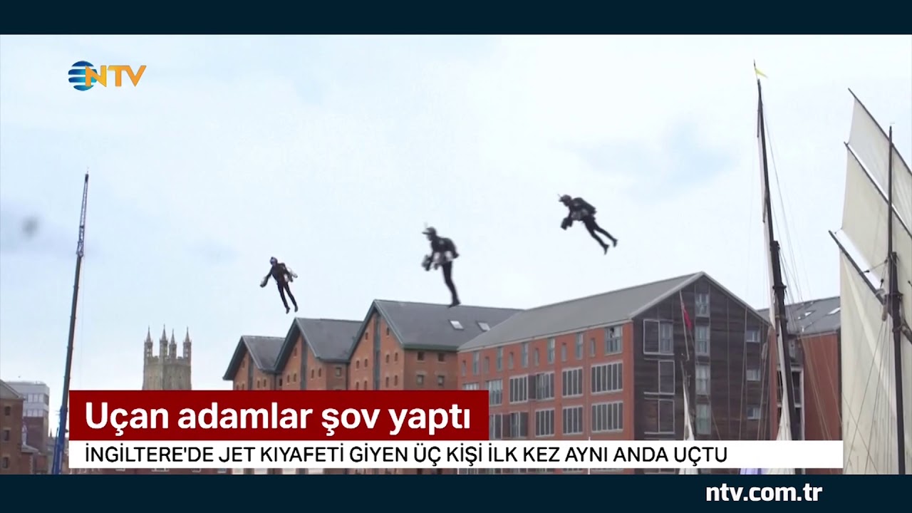 Uçan adamlar şov yaptı (Giydikleri özel jet kıyafetleriyle havada süzüldüler)