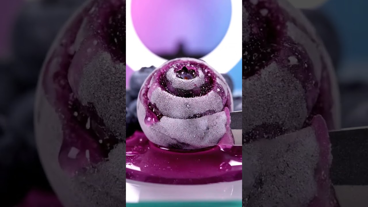 Crisp ASMR Frozen Blueberries Decorative juicy dripping audio
