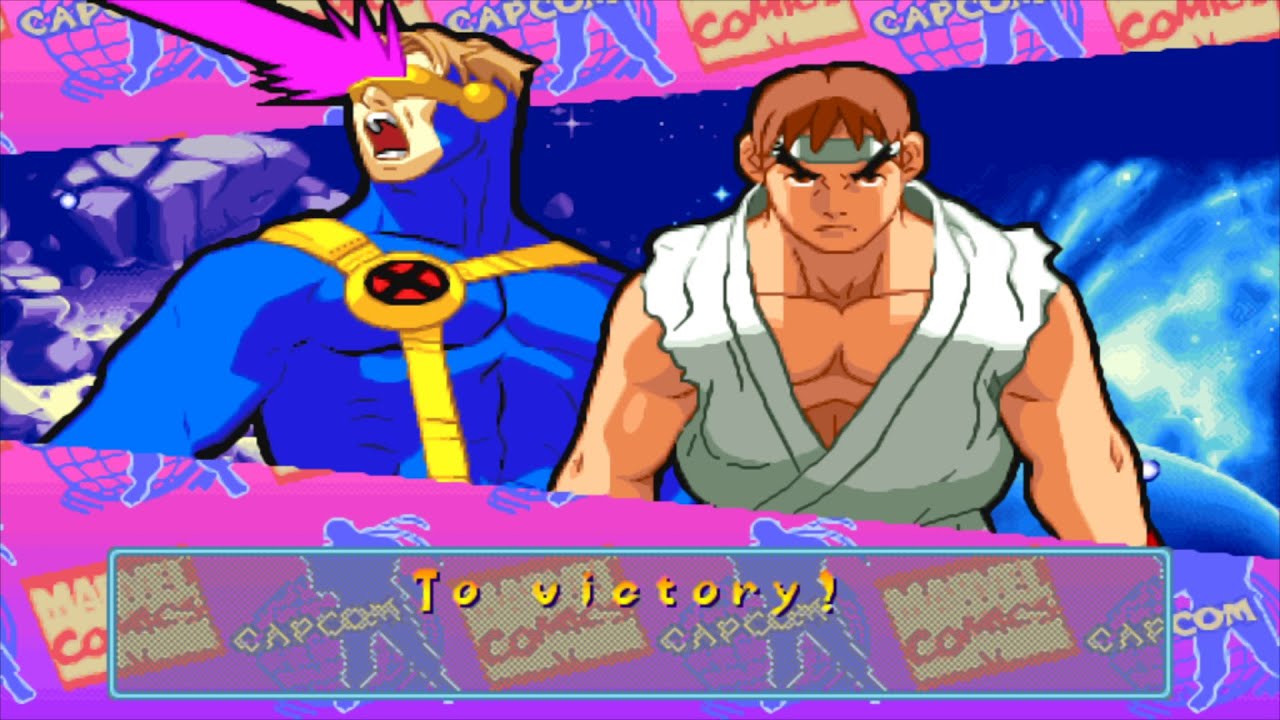 Marvel Super Heroes VS Street Fighter - Cyclops/Ryu - Expert Difficulty Playthrough