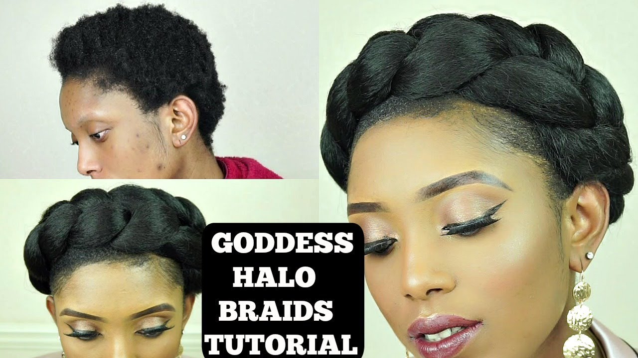 How To Easy Goddess Crown/Halo Braids Tutorial On Short 4C Natural Hair