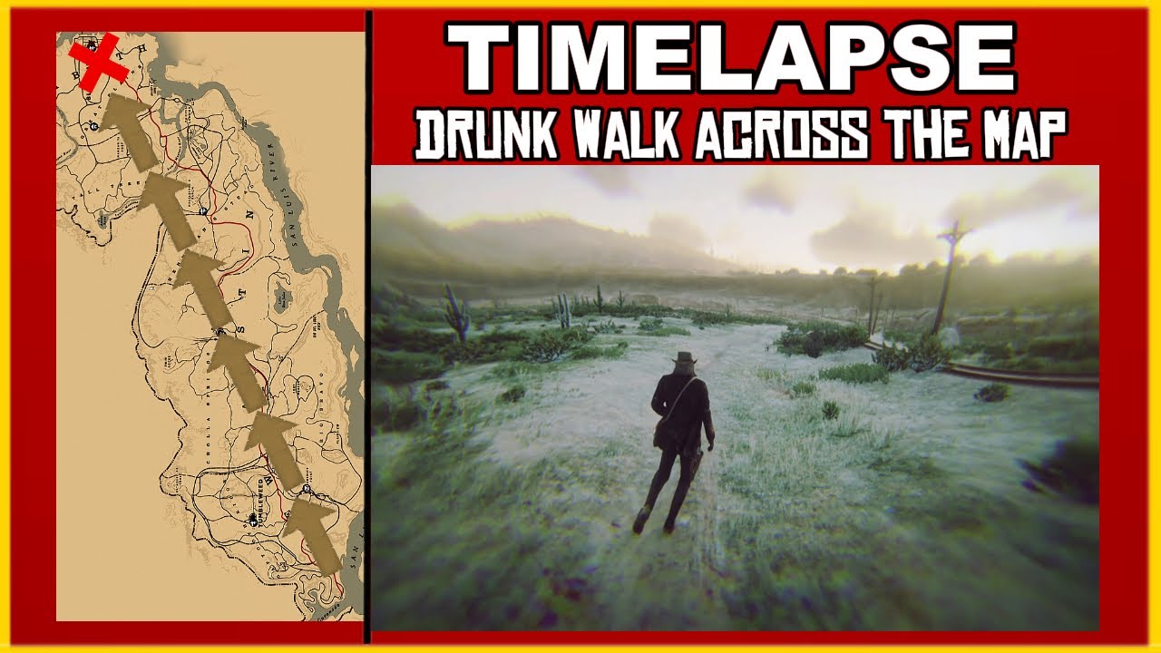 RDR2 Drunk Walk Across The Map Timelapse