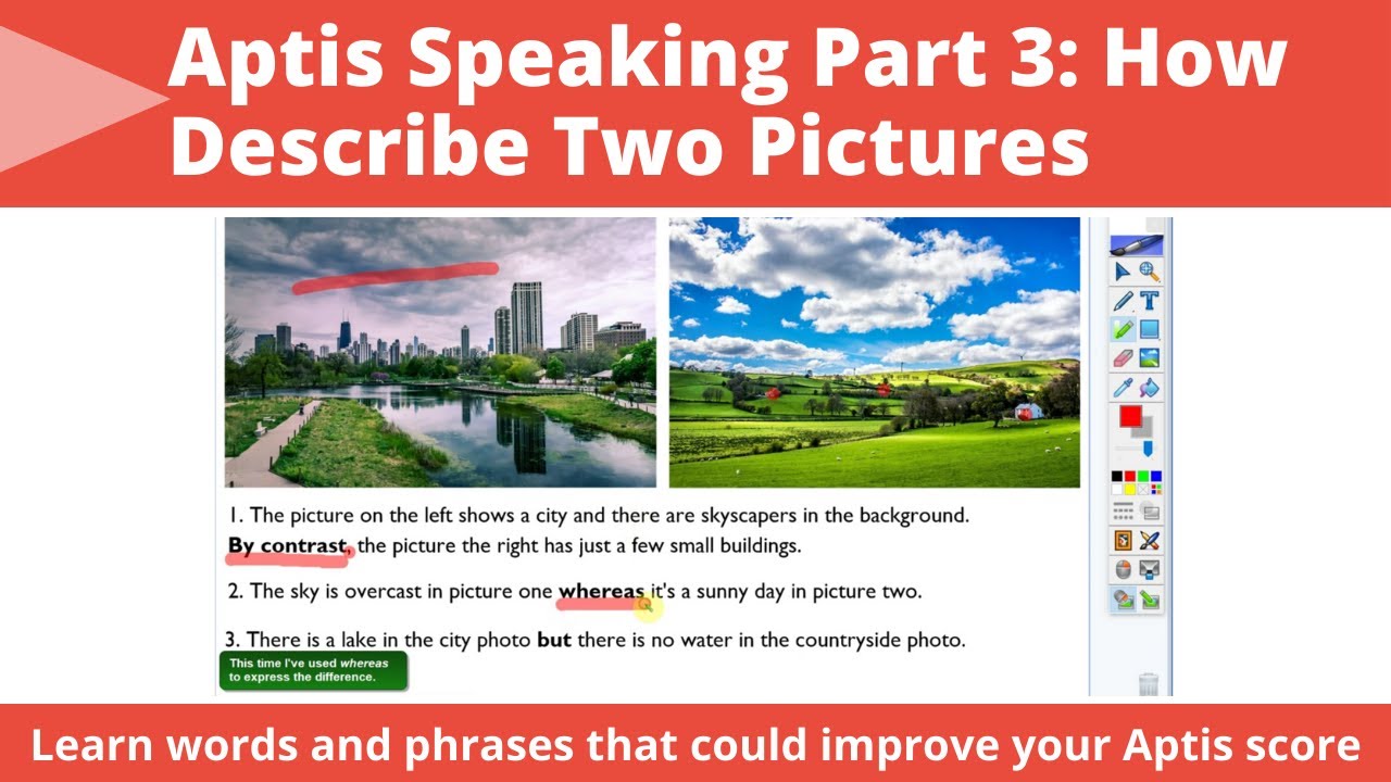 APTIS: Speaking Part 3 - Describing two pictures (this video is also good for FCE and CAE students)