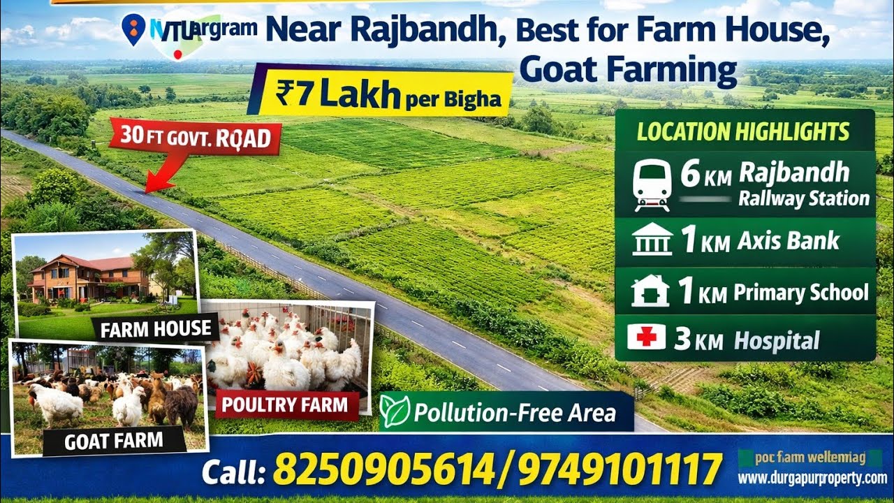 19 Bigha Land for Sale in Nutangram Near Rajbandh | Farm House | Poultry & Goat Farming | Durgapur