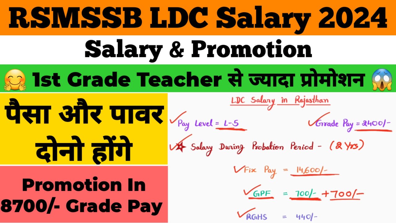 RSMSSB LDC Salary In Rajasthan 2024 | Promotion | Salary After Probation | Power | Latest News Today