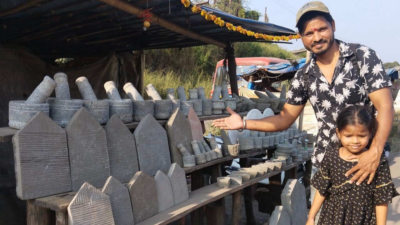 पेन मध्ये गेलो बहिणी कडे जातावेळी घेतला दगडाचा पाटा वरवंटा | दगडाची भांडी कुठे मिळतात | Pen Raigad