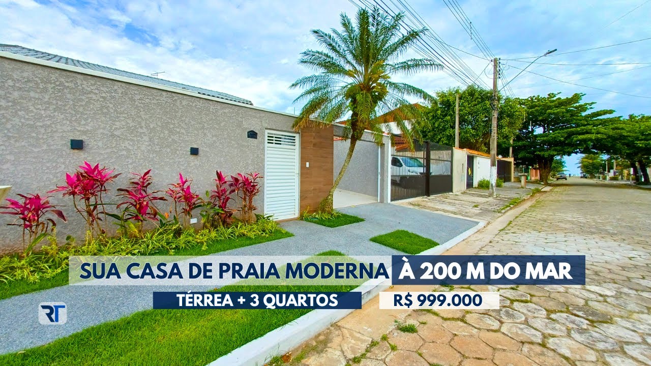 🔴 CASA DE PRAIA MODERNA APENAS 200 M DO MAR COM 3 QUARTOS EM PERUÍBE/SP.
