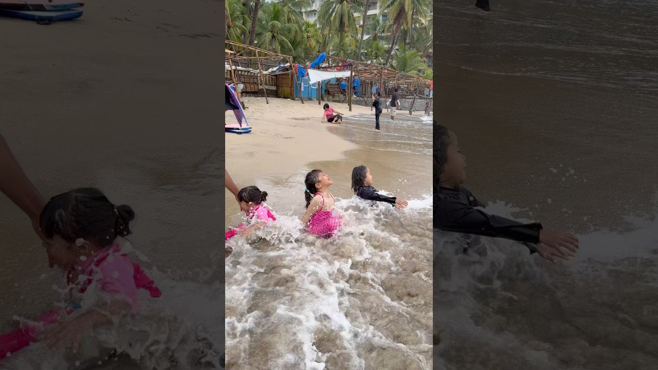 Putri duyung kena ombak pantai