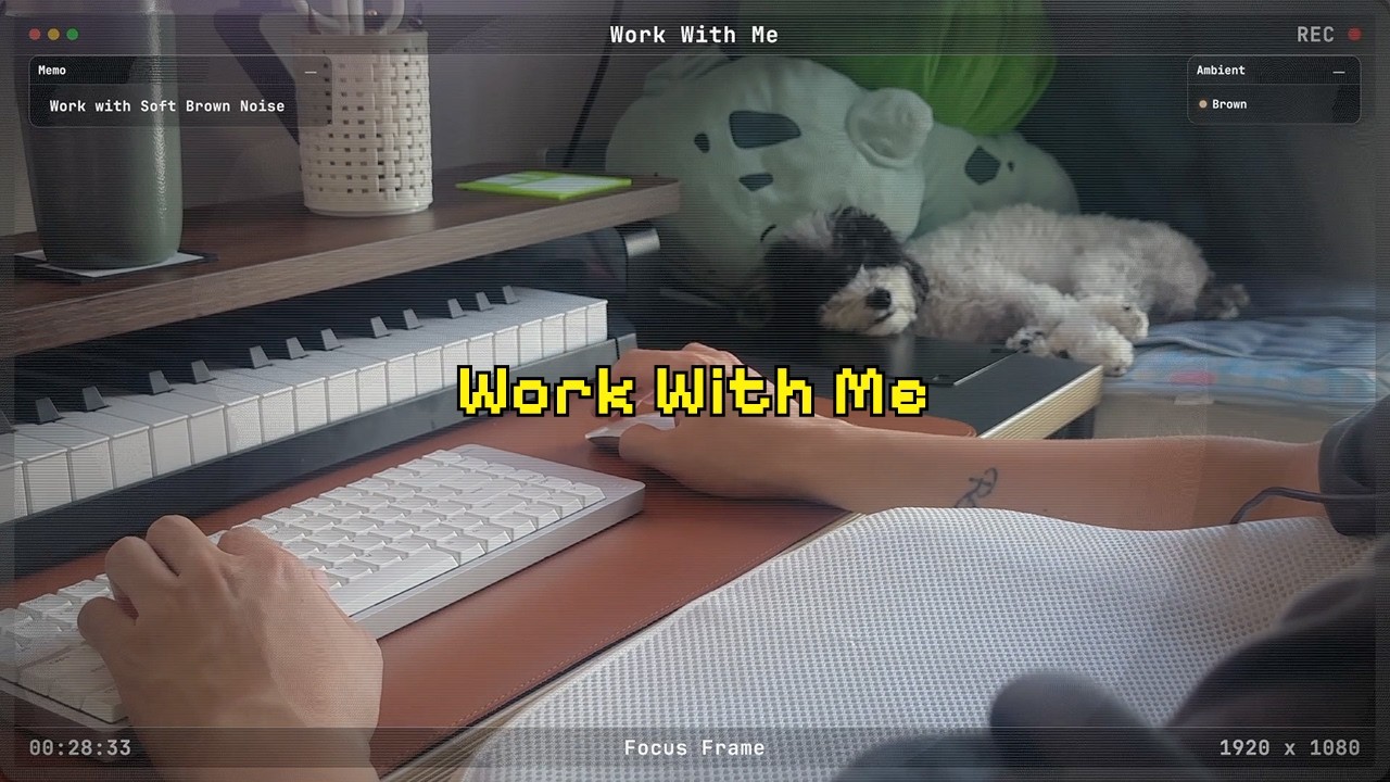 Work With Me | 2-Hour Deep Focus Session | Soft Brown Noise, No Breaks