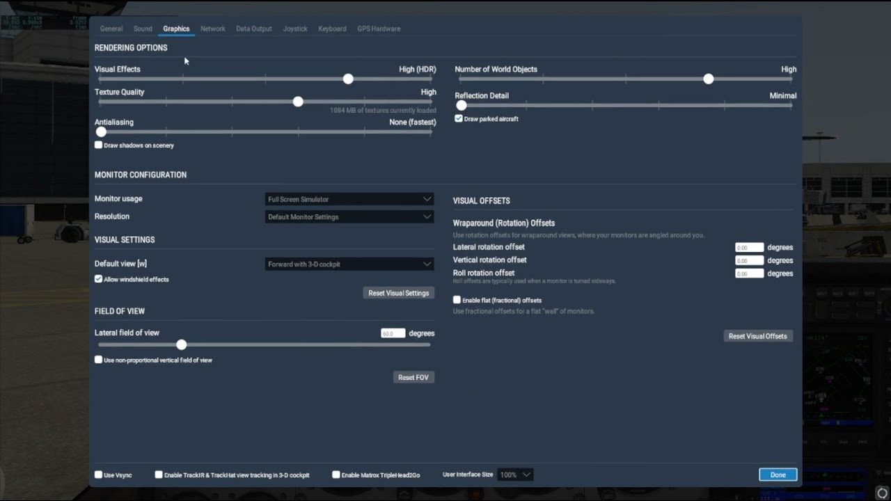 Setting the Rendering Options in X Plane 11