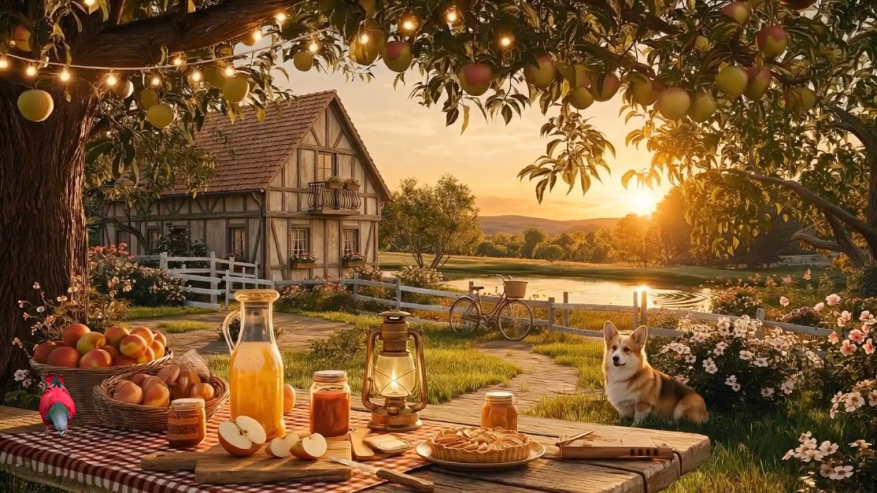 Autumn Farmhouse Picnic Spring Vibes | Soft Music with Gentle Wind & Bird Sound