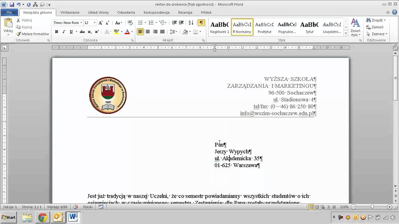 PUKPM - Ćwiczenie z zajęć - rektor