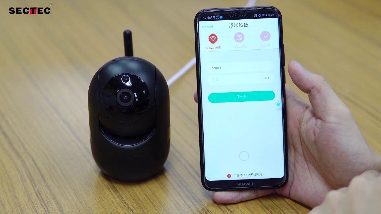 SECTEC cloud wifi camera with motion auto tracking-black