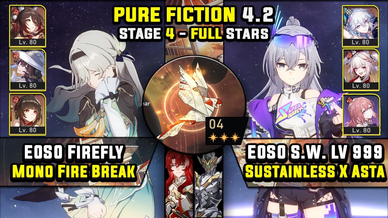 E0 Firefly Carry & E0 Silver Wolf LV 999 Carry W/ Asta (3 Stars) Pure Fiction 4 Honkai Star Rail 4.2