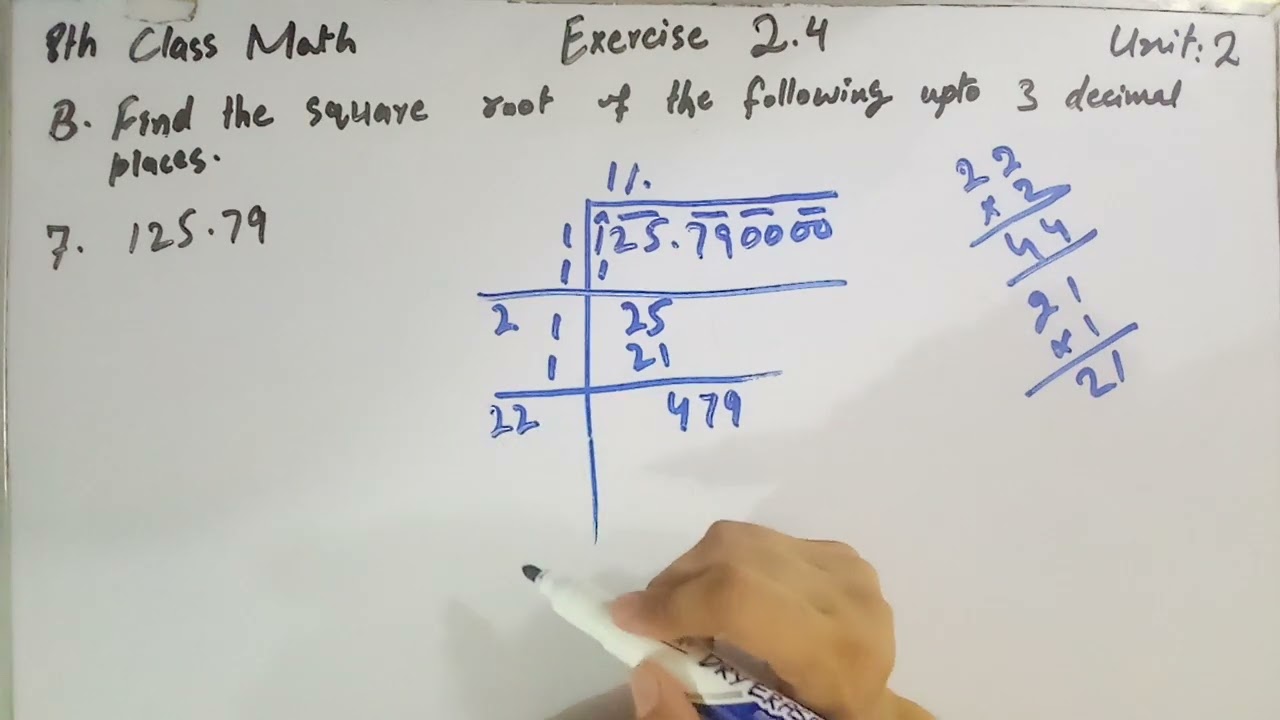 8th Class Math,  Exercise 2.4 Part B Question no 6 to 9 -Find Square root up to three decimal places