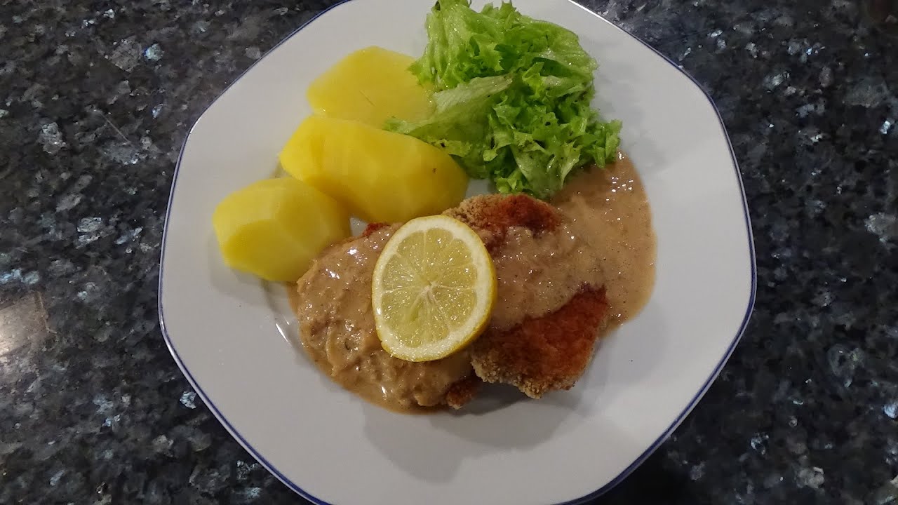 Haferschnitzel  mit veganer Zwiebel Rahm Soße