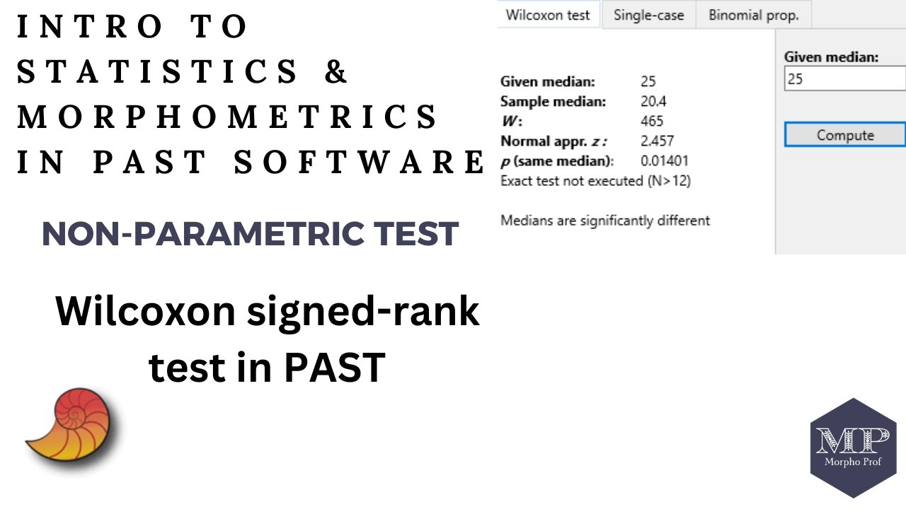 14. Non-Parametric Test: Wilcoxon signed-rank (single test) in PAST Software