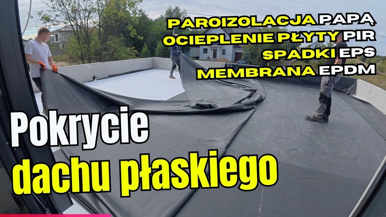 Jak zrobiliśmy dach płaski z hydroizolacją membraną EPDM | Budowa domu z prefabrykat&oacute;w #030