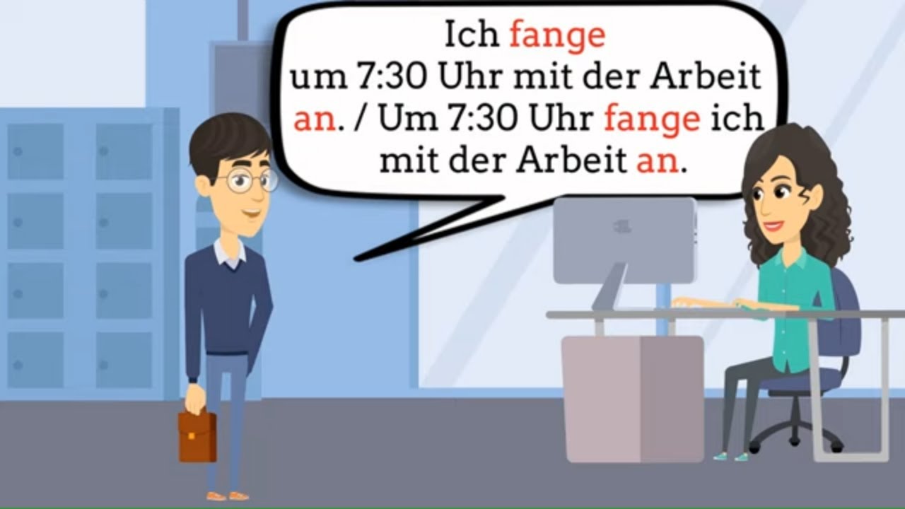 Deutsch lernen A1 - Lektion 6 - Dialoge | Tagesablauf | trennbare Verben | Zeitangaben im Satz |