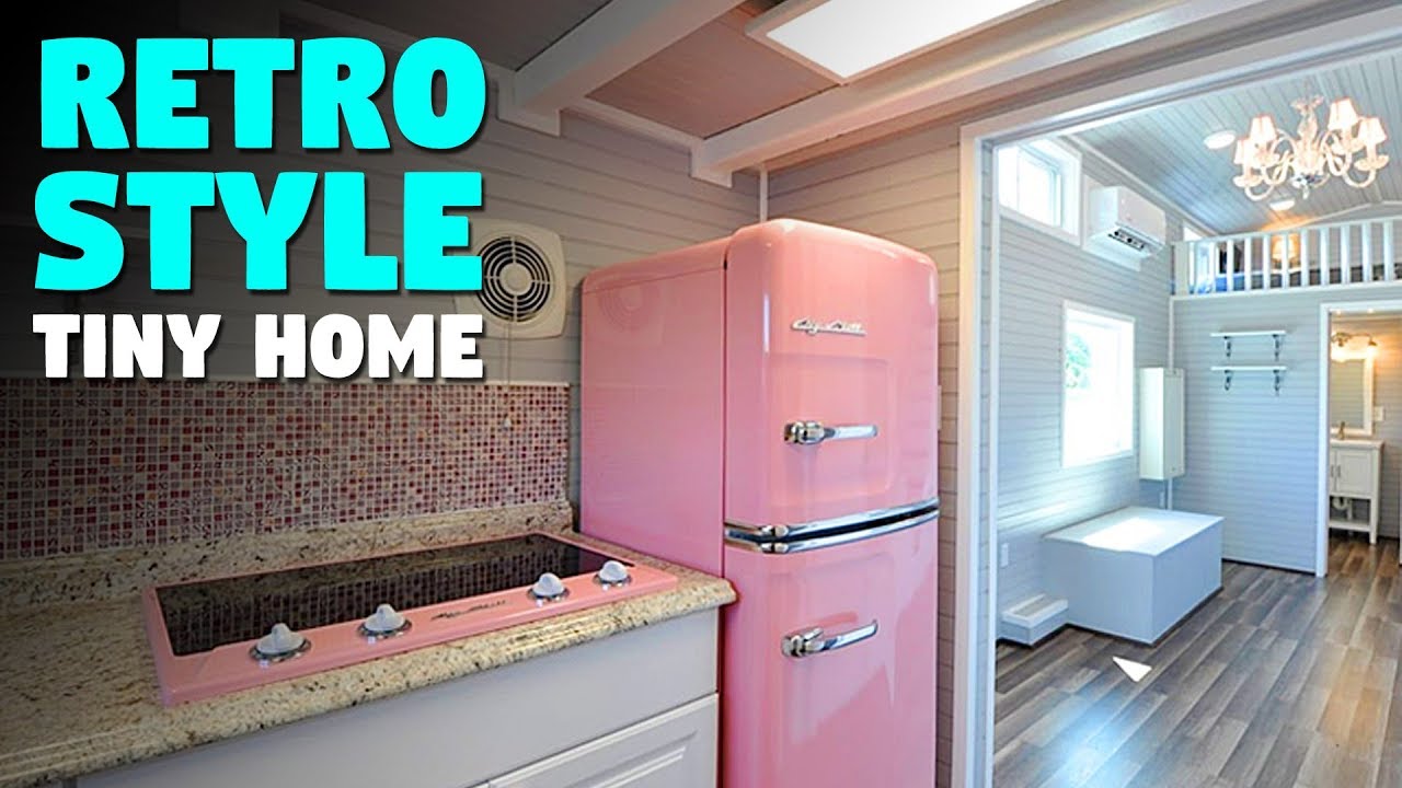 Stunning Tiny Home With Retro Style Pink kitchen appliances!