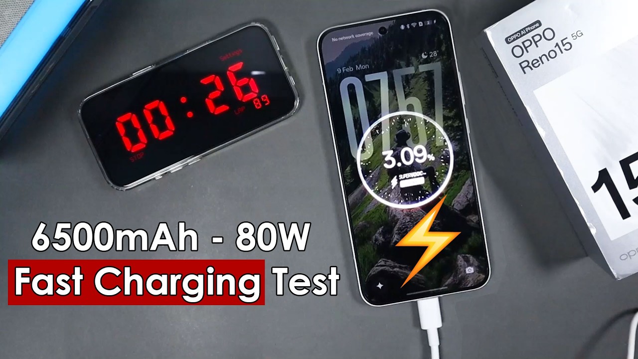Oppo Reno 15 5G 80W Fast Charging Test | 6500 mAh ⚡