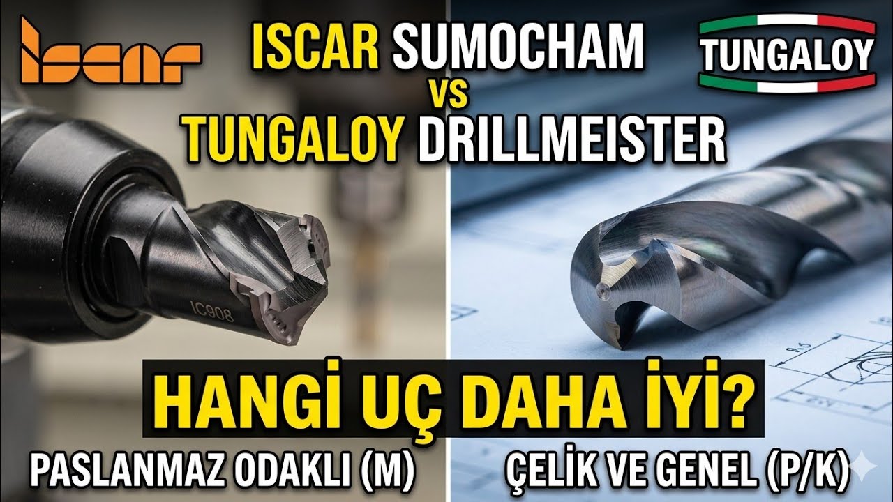 Takma uçlu matkapların gövdeleri, uçları ve kullanım alanları kıyaslama #iscar vs #tungaloy 