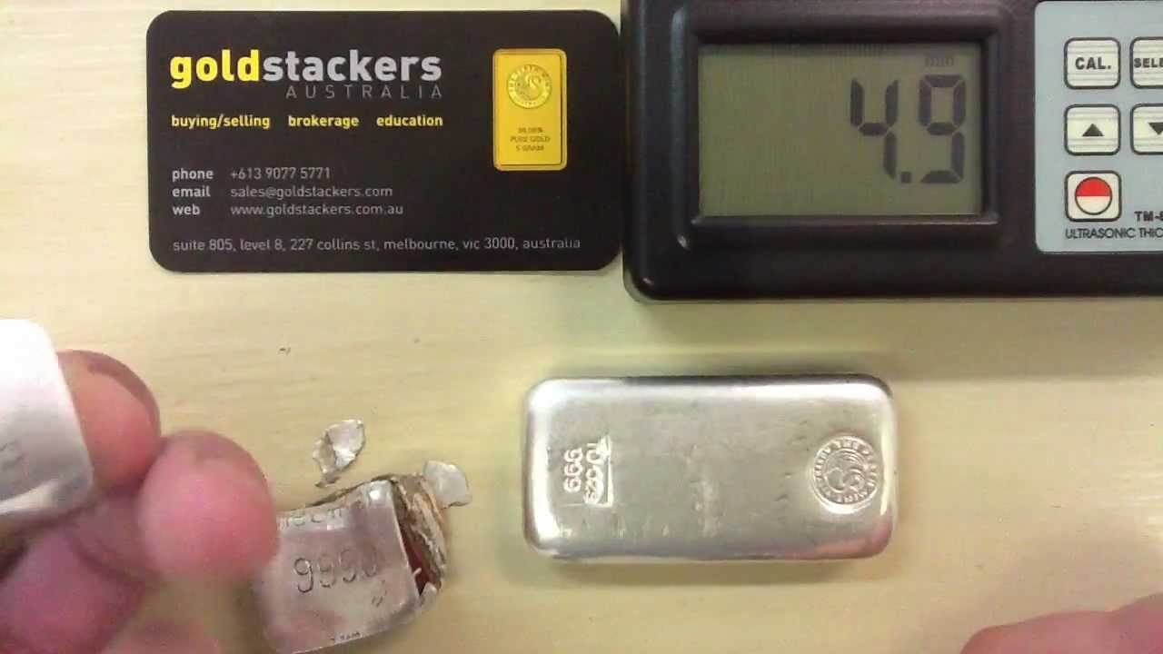 Ultrasonic testing of fake silver bar