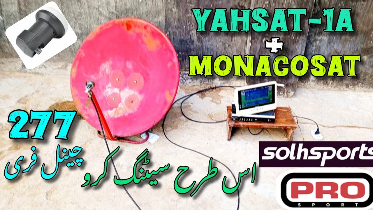 YahSat-1A + MonacoSat Dish Setting on 2.5ft | 277 Channels Received | Full Update #52e #SolhSports