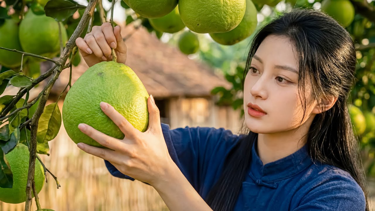 Chinese Village Girl Harvesting Pomelos 🍊 | Peaceful Cooking & Healing Rural Life