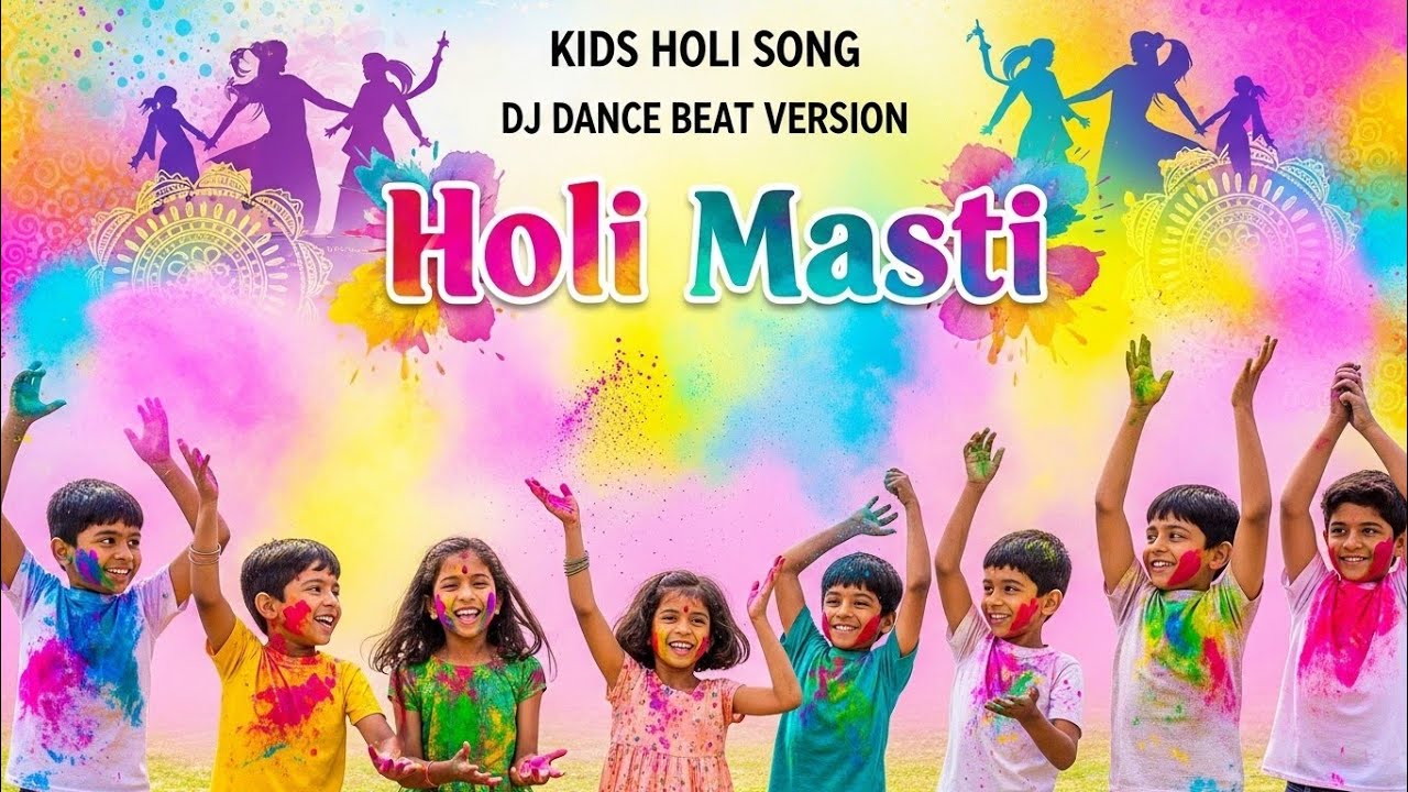 🌈 Holi Festival Song for Kids | Telugu Rhymes Dance Party 🎉