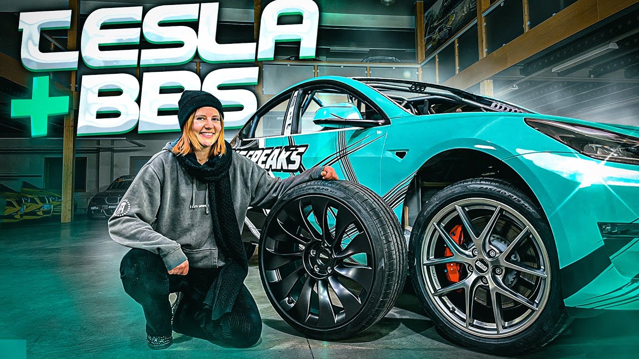 SHE WRAPS HER TESLA AND FITS 19' BBS RIMS