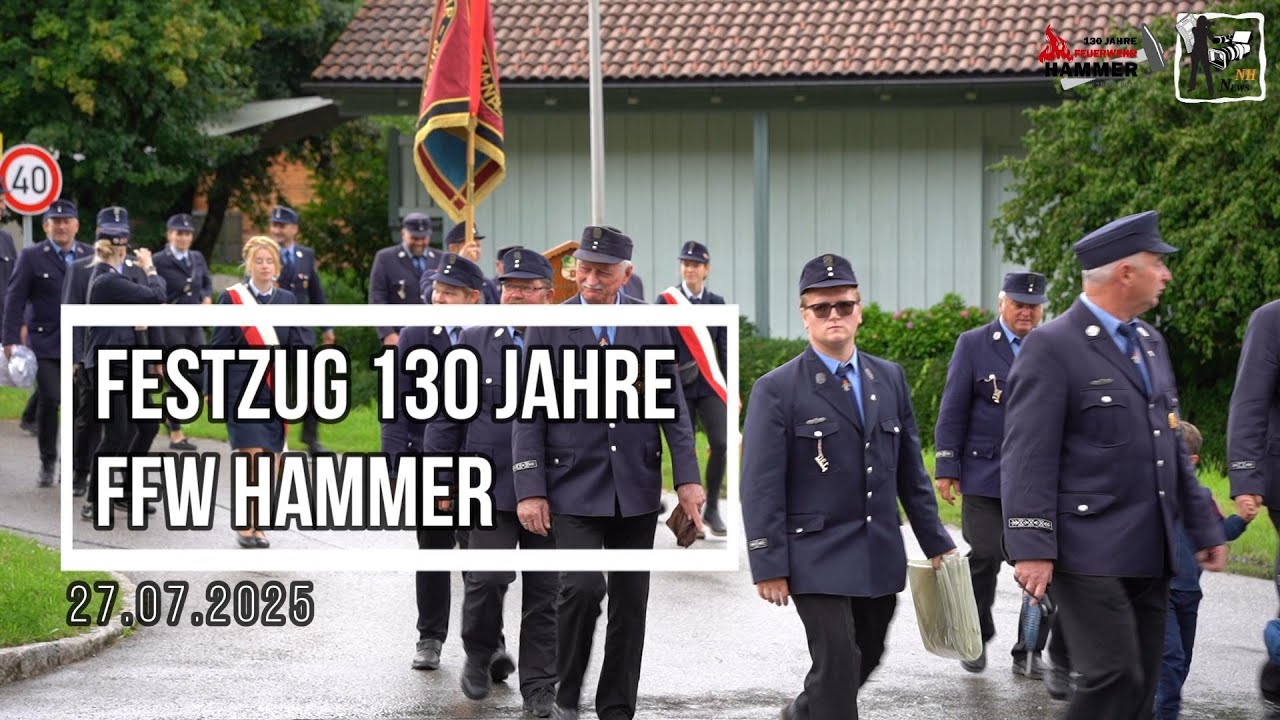 Festzug zum 130-j&auml;hrigen Jubil&auml;um der Freiwilligen Feuerwehr Hammer