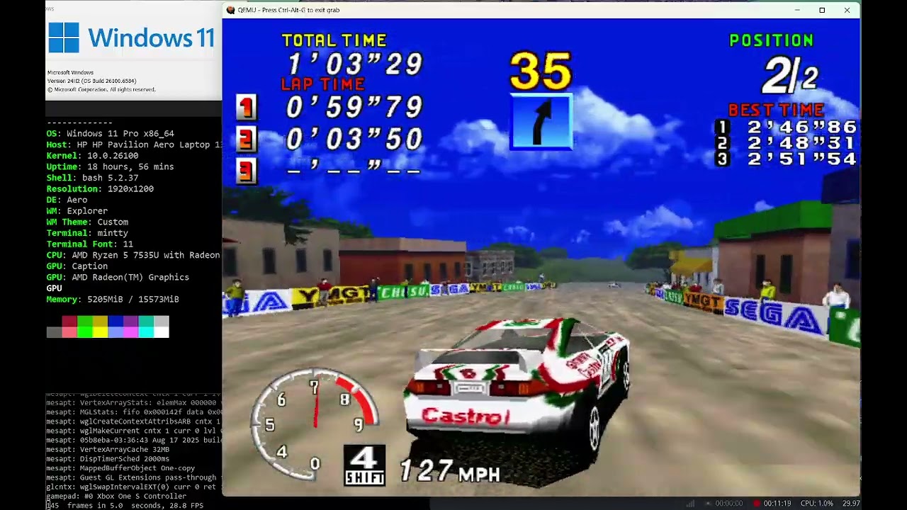 QEMU SEGA Rally Championship PC (1997) -- From Install To Play in 15 Mins