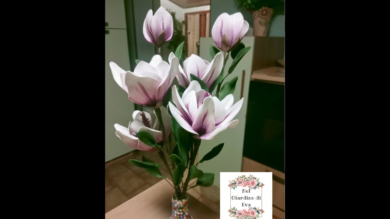🌸 Come Creare un Ramo di Magnolia in Gomma Eva | DIY Facile e Senza Stampi