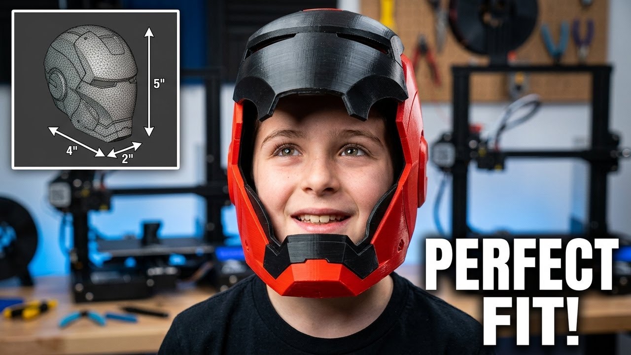 We 3D Printed Iron Man's Helmet For Our Kid | Scaling & Test Fit!