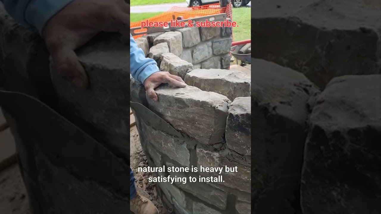 Butter mortar joints on Belgium block stone Radius,Heavy weight rocks . 🎶 