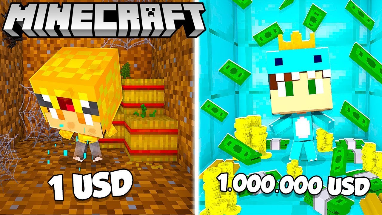 PASAMOS de CASA de 1 USD a CASA de 1.000.000 USD 😱 MINECRAFT BEBE MILO ROLEPLAY