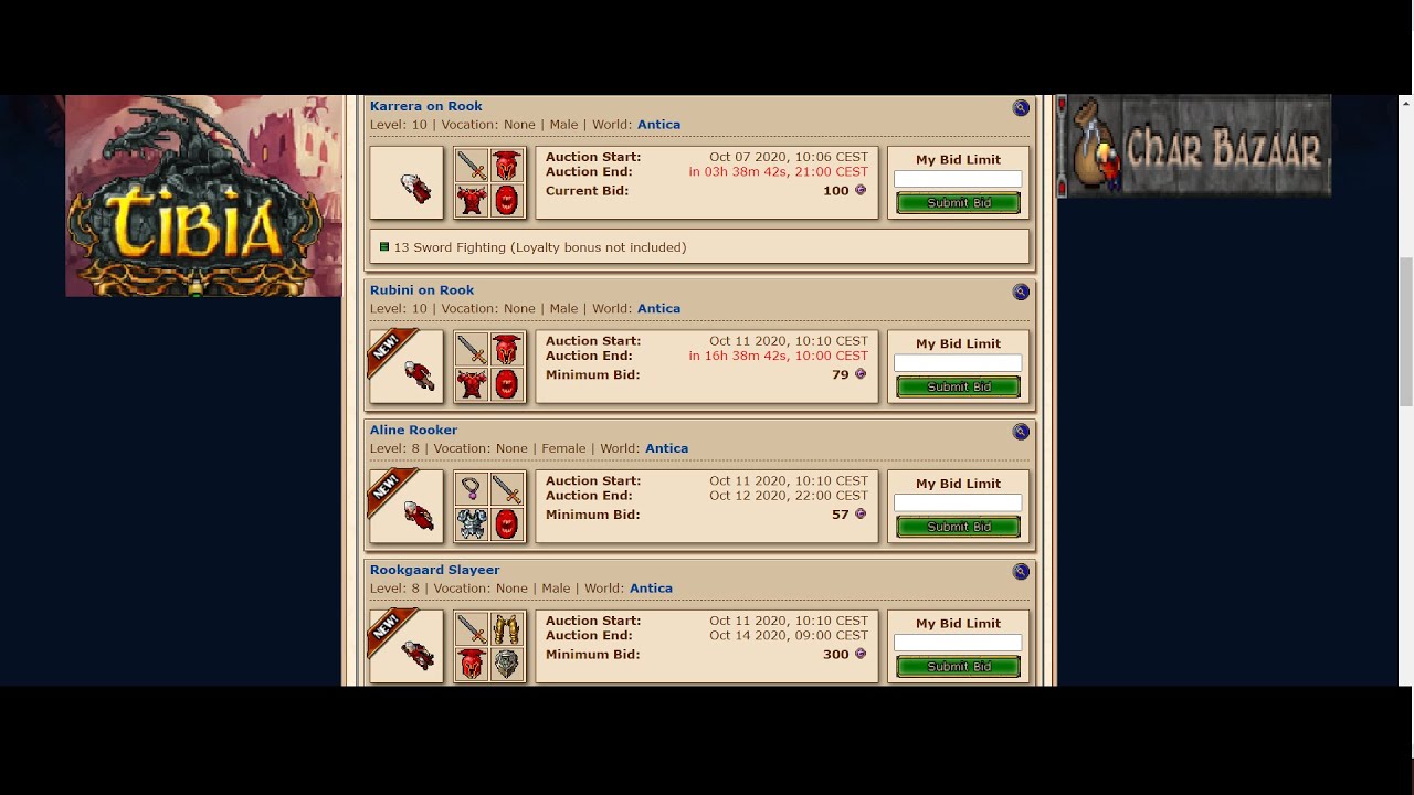 Tibia Oszuści na Char Bazaar Uważaj!