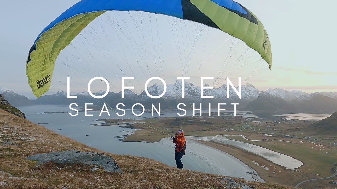 Paragliding Lofoten, Norway. Flying through the seasons