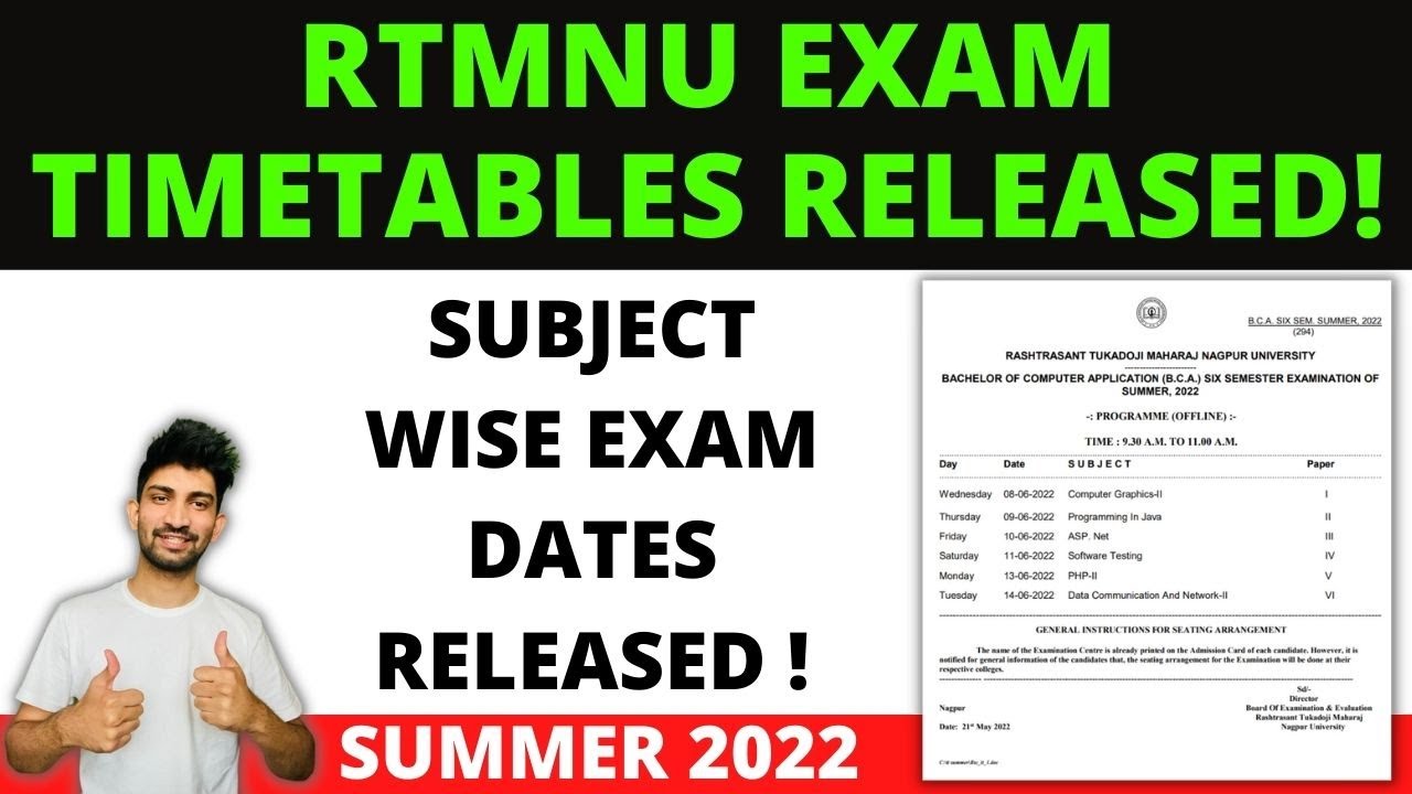 RTMNU Official Summer Exam Timetables Released | Nagpur University Exam Timetables 2022