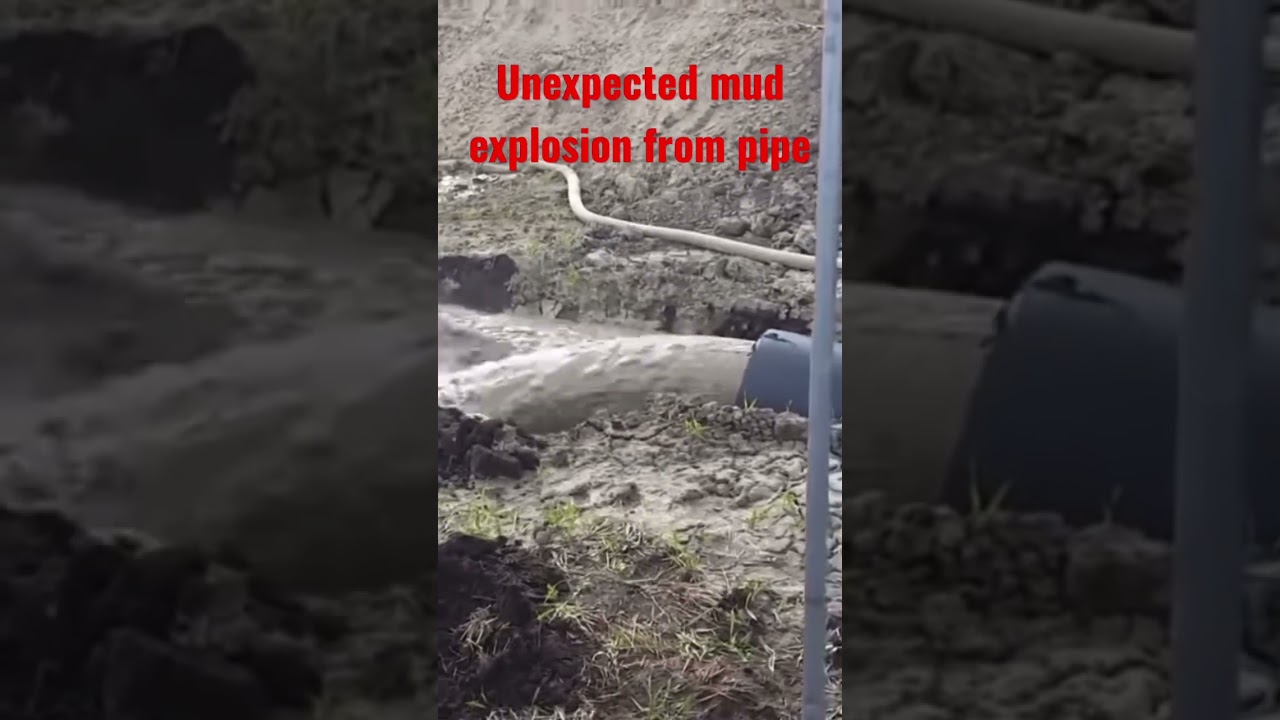 Mud explodes from pipe #funny #tiktok #unexpected